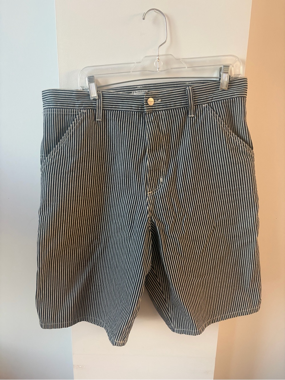 Carhartt WIP Single Knee Hickory Stripe Workshorts Size 33 Mens